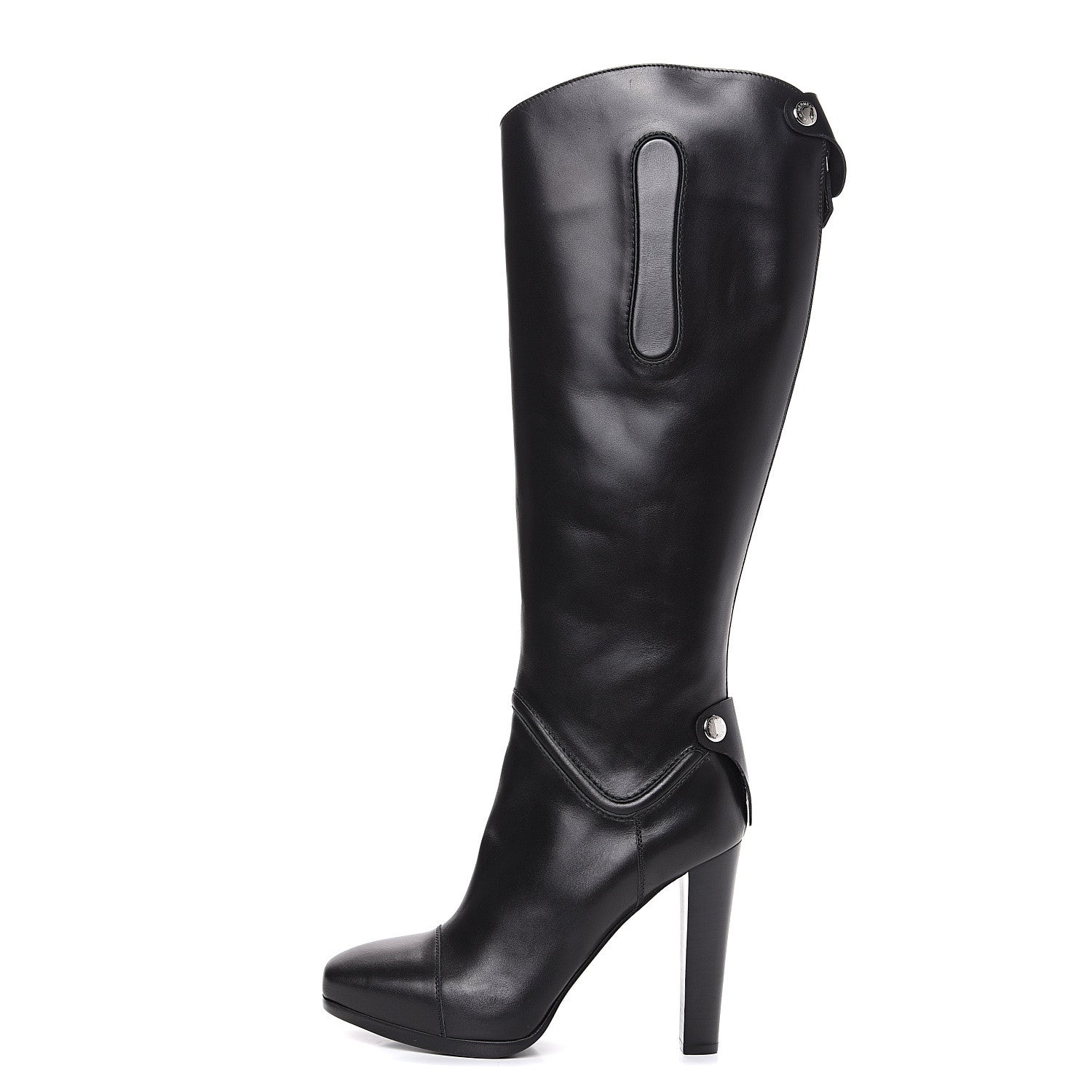 Hermes Calfskin Knee High Riding Boots 38 Black 1 of 8