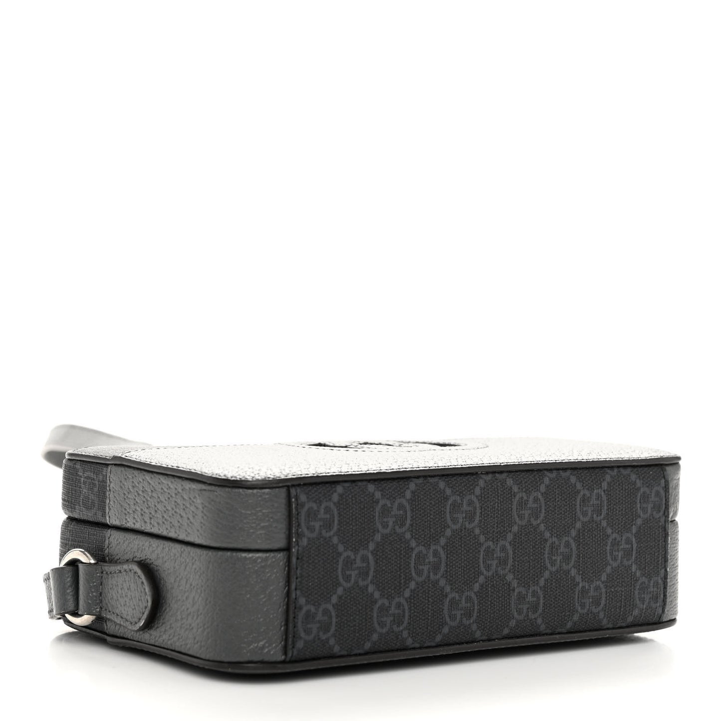 GG Supreme Monogram Textured Dollar Calfskin Mini New Basket Shoulder Bag Black Grey