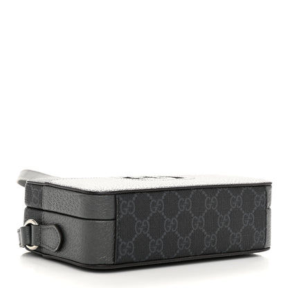 Gucci GG Supreme Monogram Textured Dollar Calfskin Mini New Basket Shoulder Bag Black Grey 4 of 9