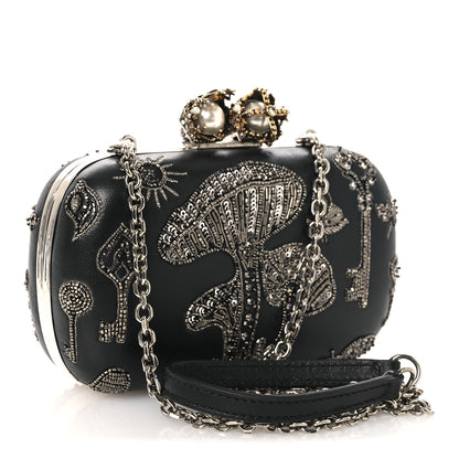 Alexander McQueen Nappa Crystal Embroidered Mushroom Box Clutch Black 3 of 10