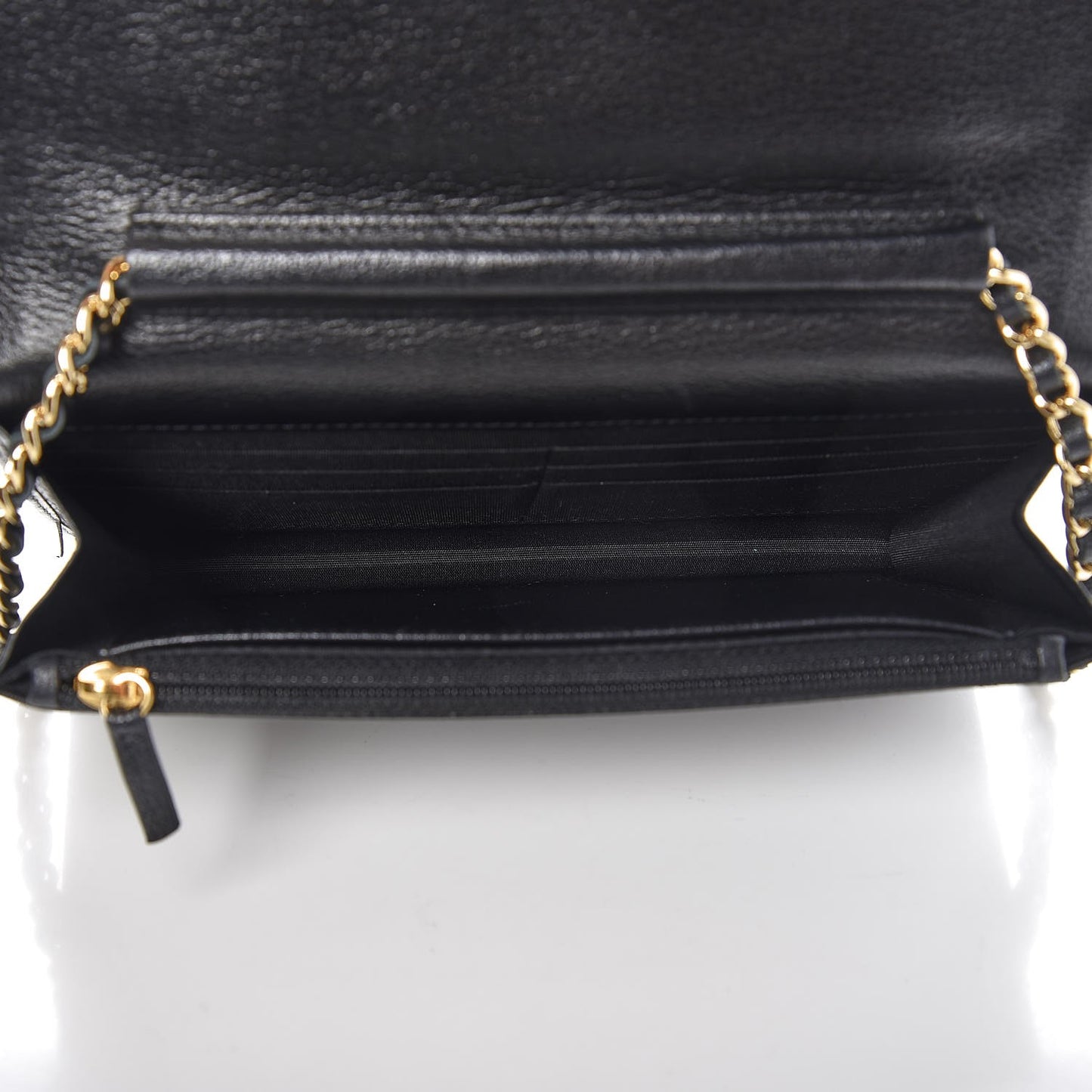 Goatskin Embossed Camellia Wallet On Chain WOC Black