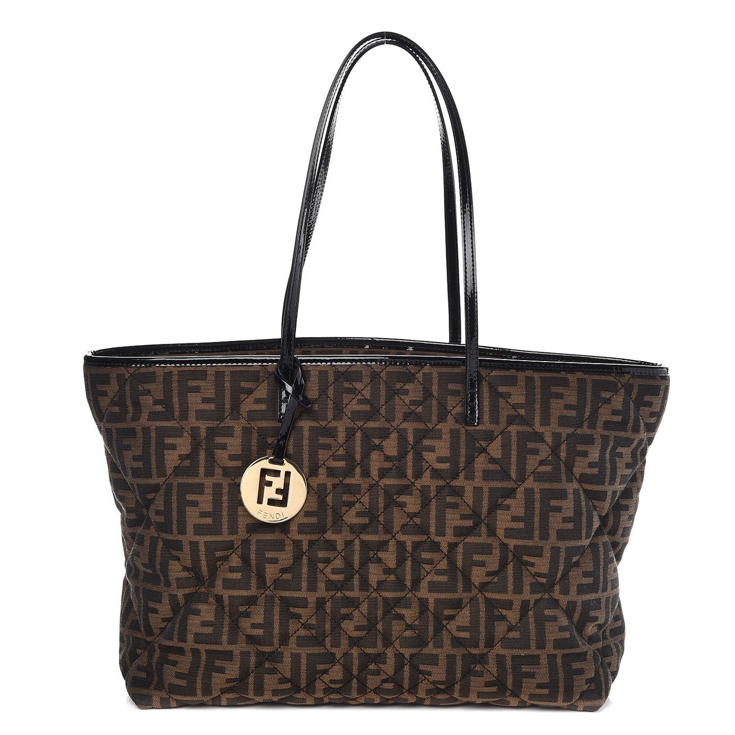 Zucca Quilted Medium Roll Tote Tobacco Black