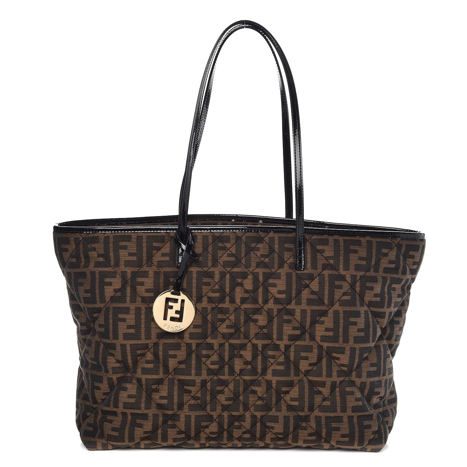 Fendi Zucca Quilted Medium Roll Tote Tobacco Black 1 of 7