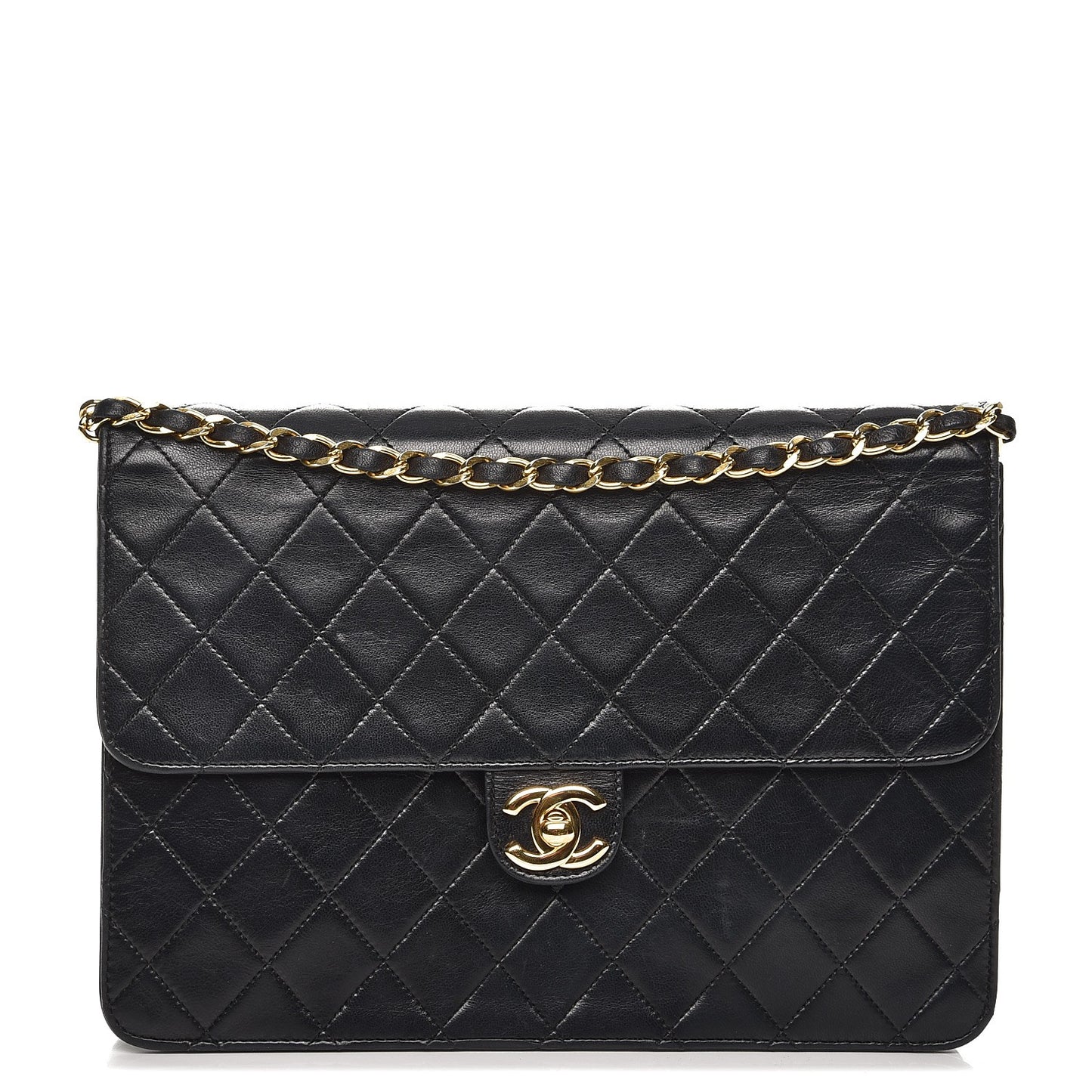 Lambskin Quilted Small Single Flap Black