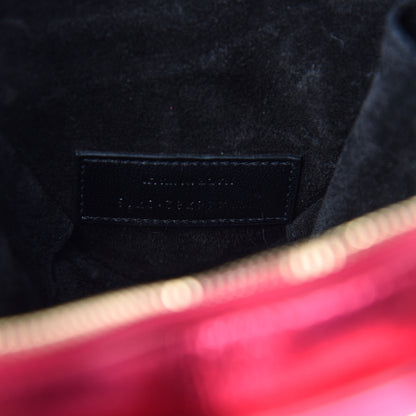 Saint Laurent Metallic Calfskin Matelasse Chevron Monogram Small Love Heart Chain Bag Red 9 of 10
