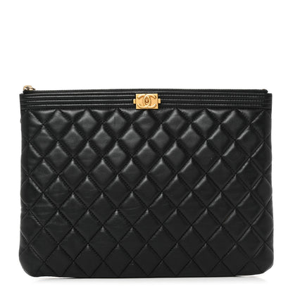 Chanel Lambskin Quilted Medium Boy Cosmetic Case Black 1 of 8