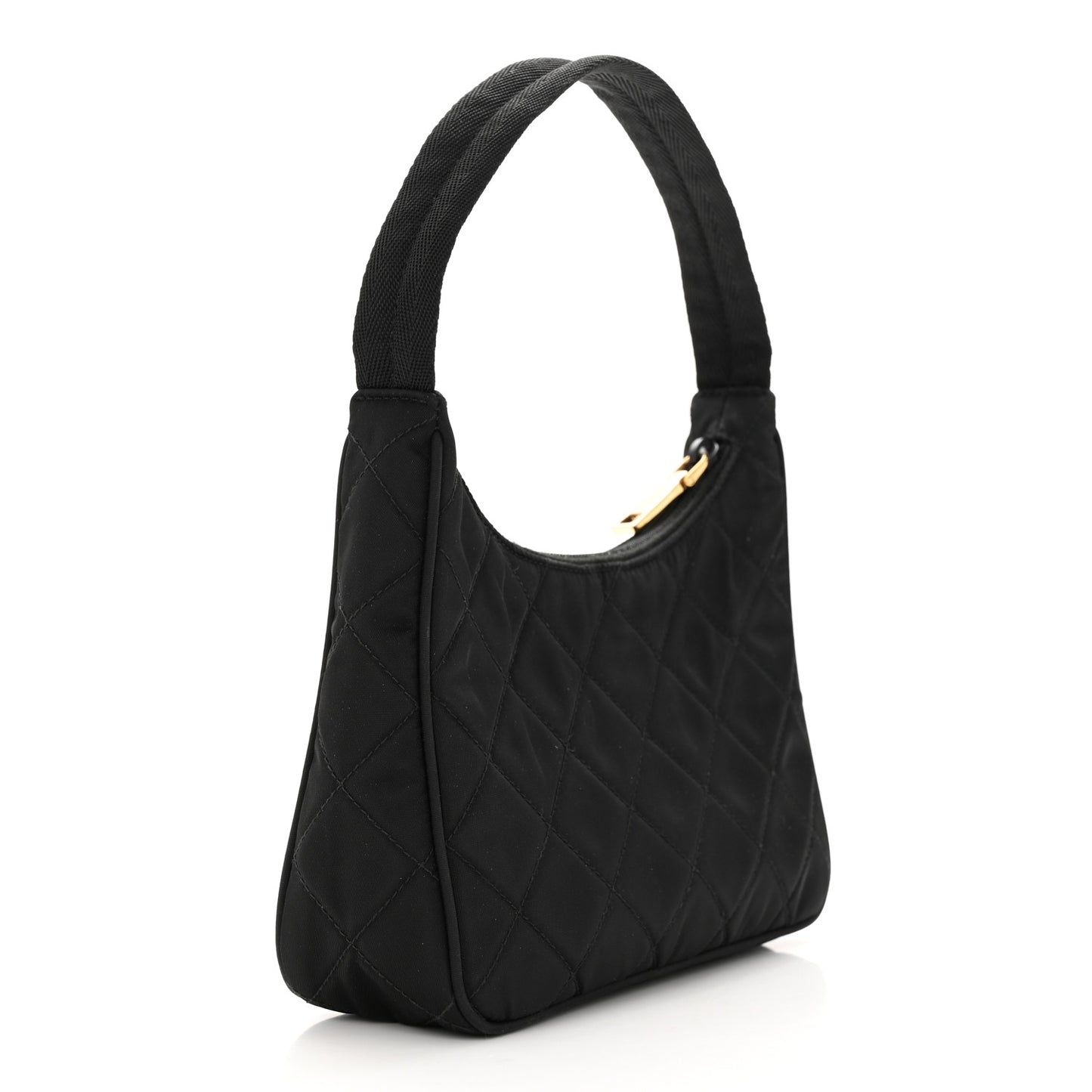 Tessuto Nylon Stitched Shoulder Bag Black