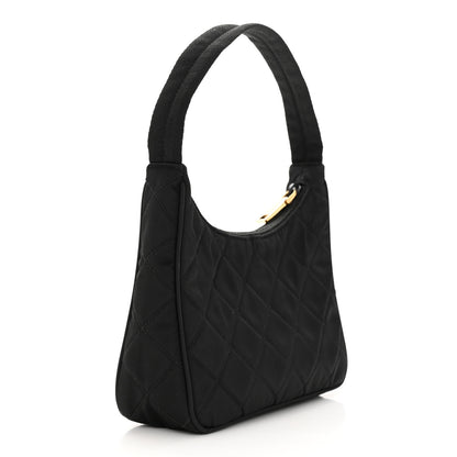 Prada Tessuto Nylon Stitched Shoulder Bag Black 3 of 13