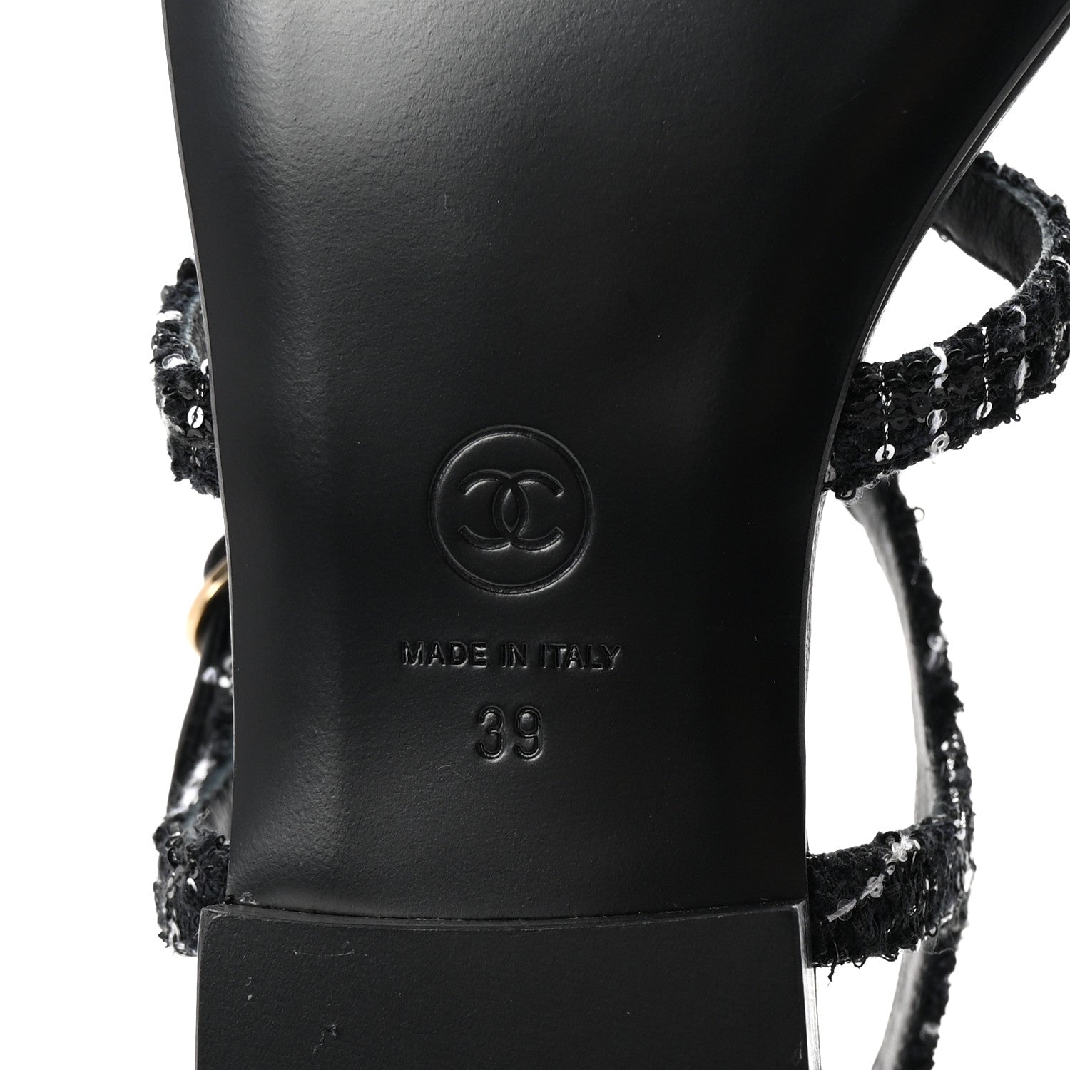 Chanel Cotton Tweed CC Charm Thong Sandals 39 Black White 7 of 10