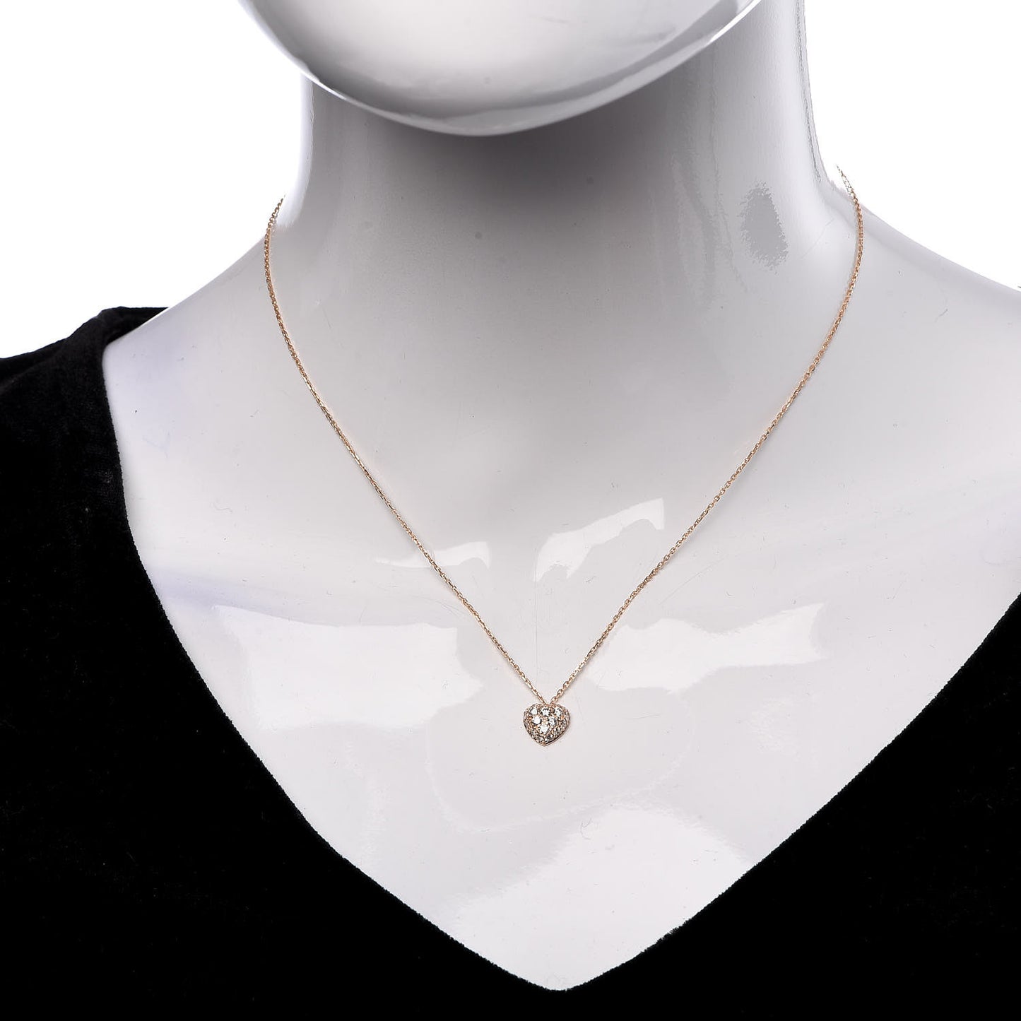 18K Pink Gold Diamond Heart Paved Pendant Necklace