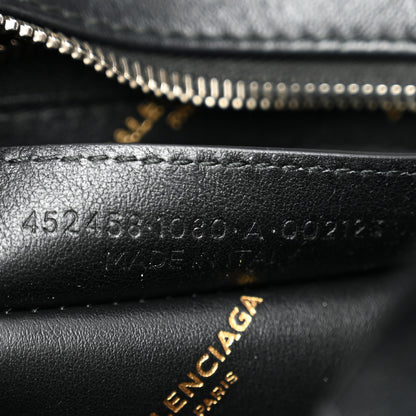 Balenciaga Calfskin Allover Logo XS Bazar Shopper Tote Black Gold 7 of 12