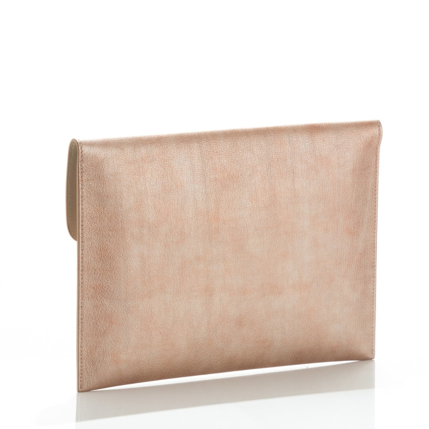 Metallic Calfskin Skull Envelope Clutch Pink