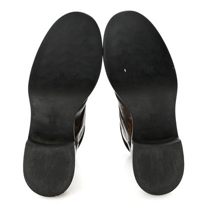 Louis Vuitton Calfskin Monogram Wonderland Flat Ranger Boots 40 Black 6 of 8