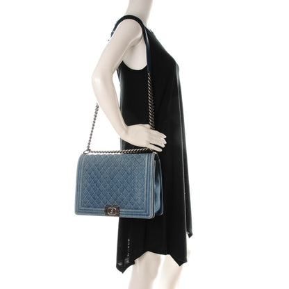 Chanel Denim Quilted Large Boy Flap Blue 2 of 8