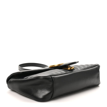 Gucci Calfskin Matelasse Small GG Marmont Shoulder Bag Black 4 of 11