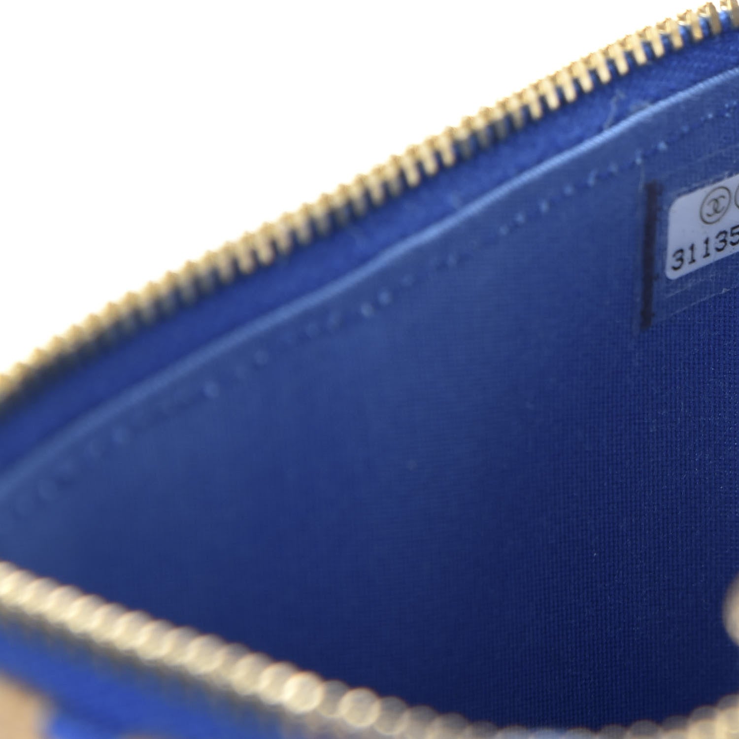 Chanel Raffia Jute Striped Mini Vanity Case With Chain Blue Beige 9 of 11