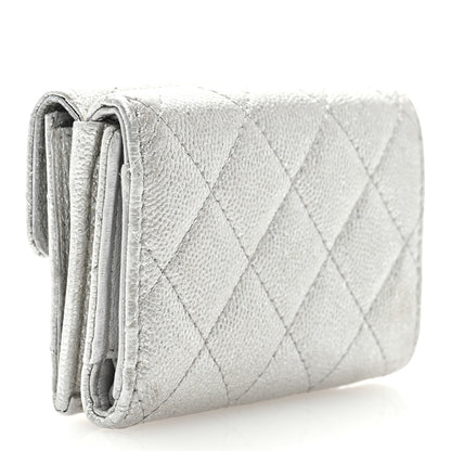 Chanel Caviar Quilted Double Flap Wallet Silver 3 of 8