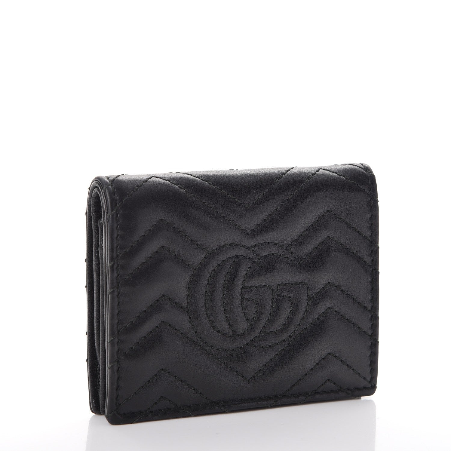 Gucci Calfskin Matelasse GG Marmont Card Case Black 3 of 10