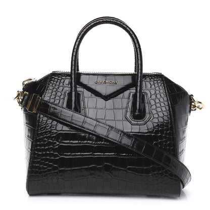 Givenchy Calfskin Crocodile Embossed Small Antigona Black 1 of 10