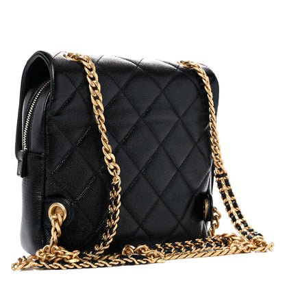 Chanel Shiny Caviar Quilted Chain Melody Backpack Black 3 of 10
