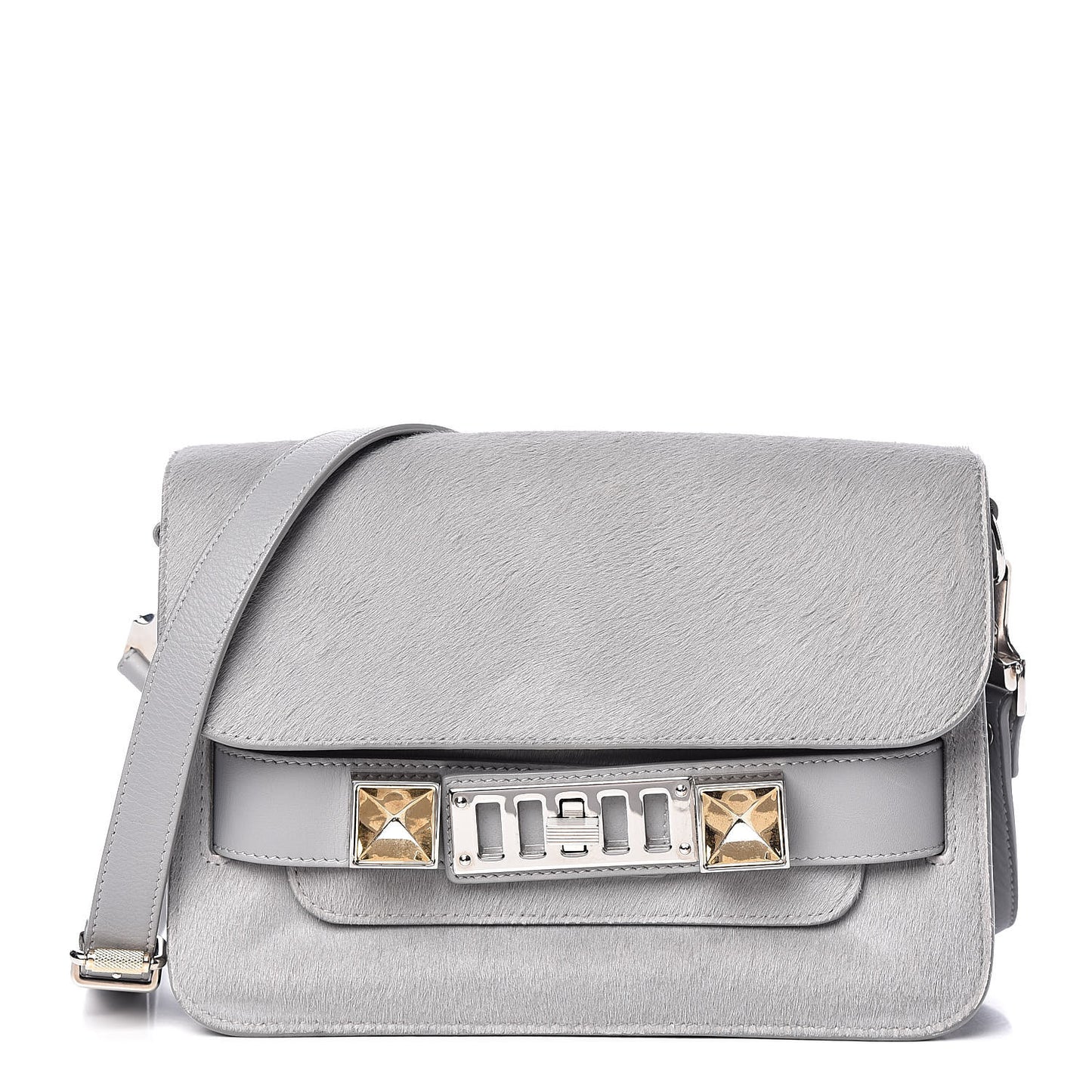 Calf Hair Mini PS11 Classic Shoulder Bag Grey