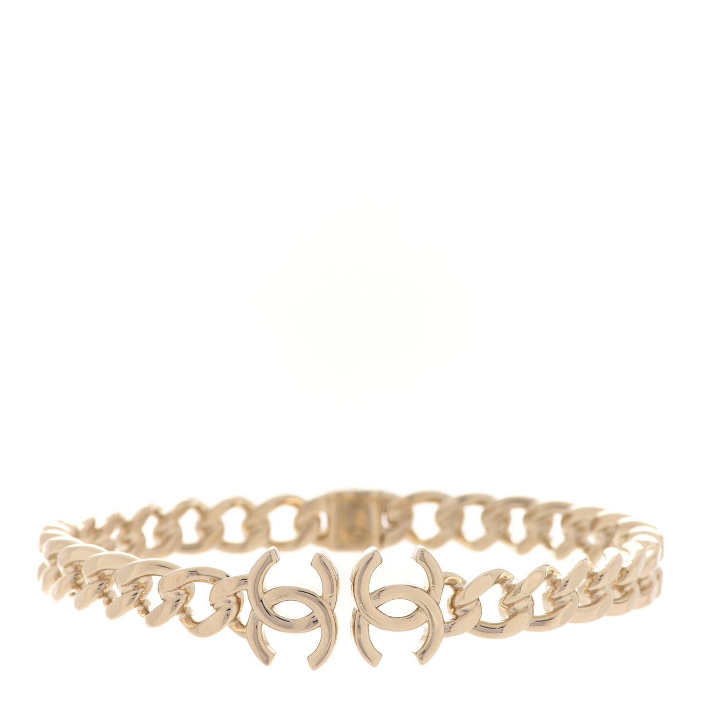 Metal CC Chain Link Choker Necklace M Gold