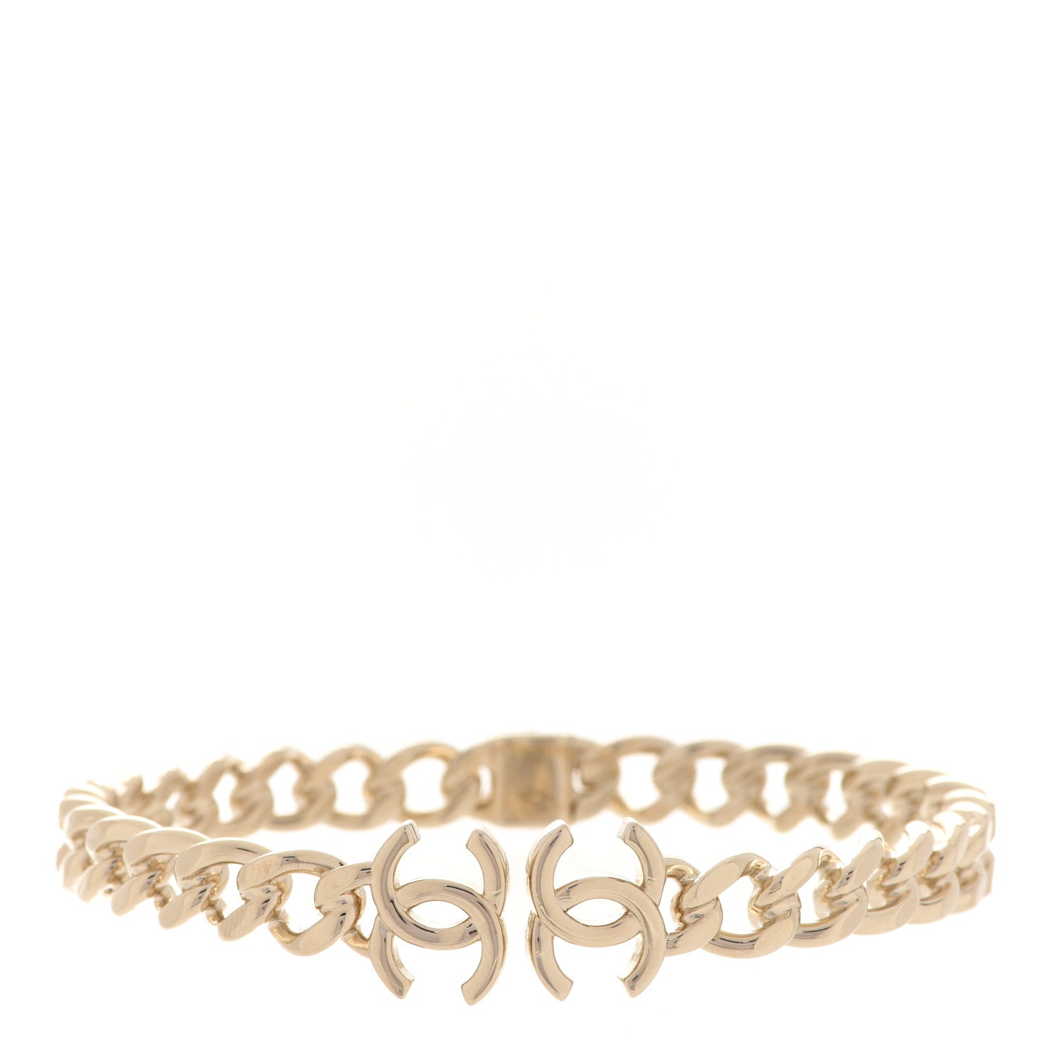 Chanel Metal CC Chain Link Choker Necklace M Gold 1 of 5