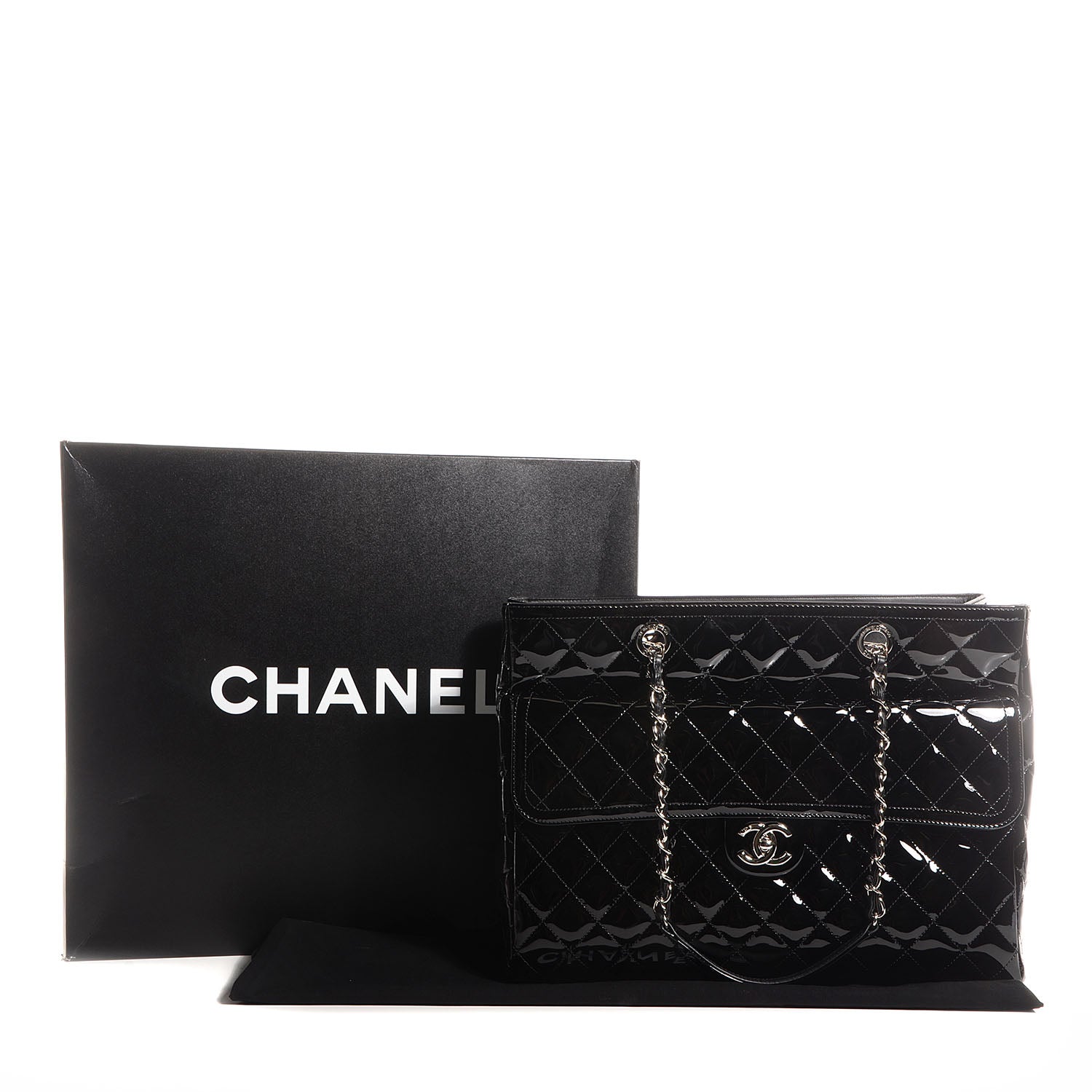 Chanel Patent Quilted Coco Shine Shopping Tote Black 8 of 8