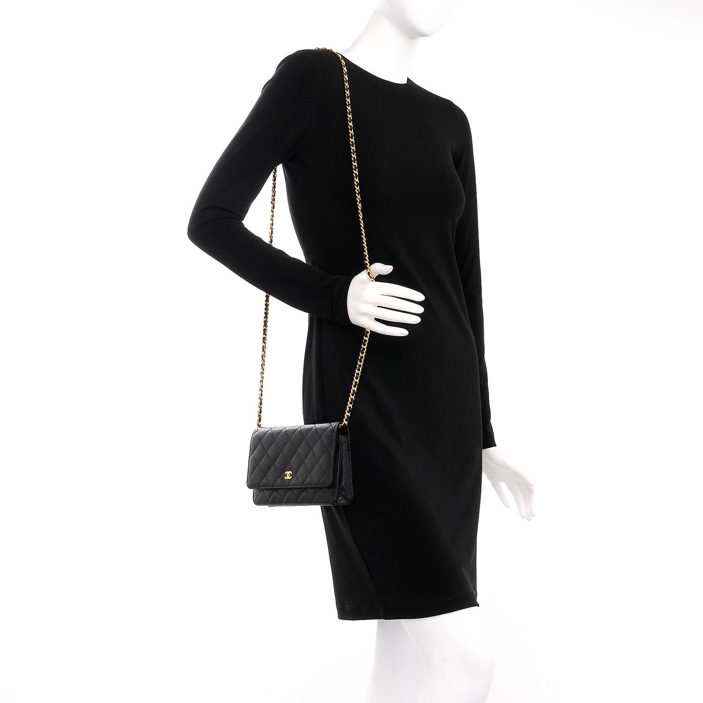 Caviar Quilted Wallet On Chain WOC Black