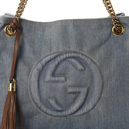 Gucci Denim Medium Soho Chain Shoulder Bag Blue 11 of 11