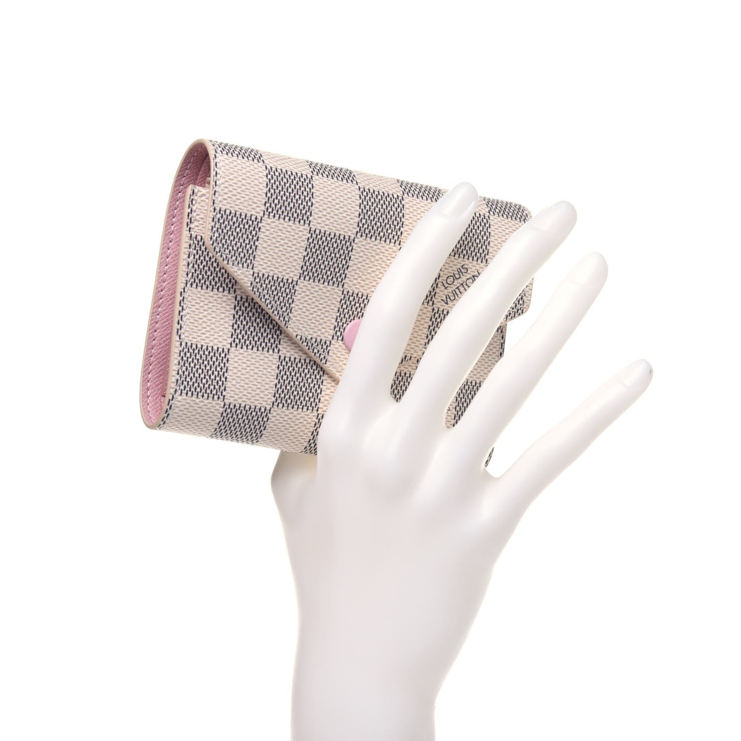 Louis Vuitton Damier Azur Victorine Wallet Rose Ballerine 2 of 9