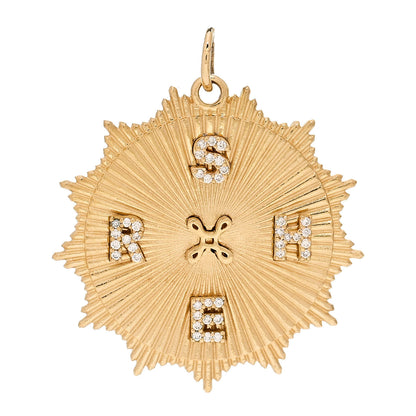 Foundrae 18K Yellow Gold Diamond Personalized Radiating Love Token Pendant 1 of 4