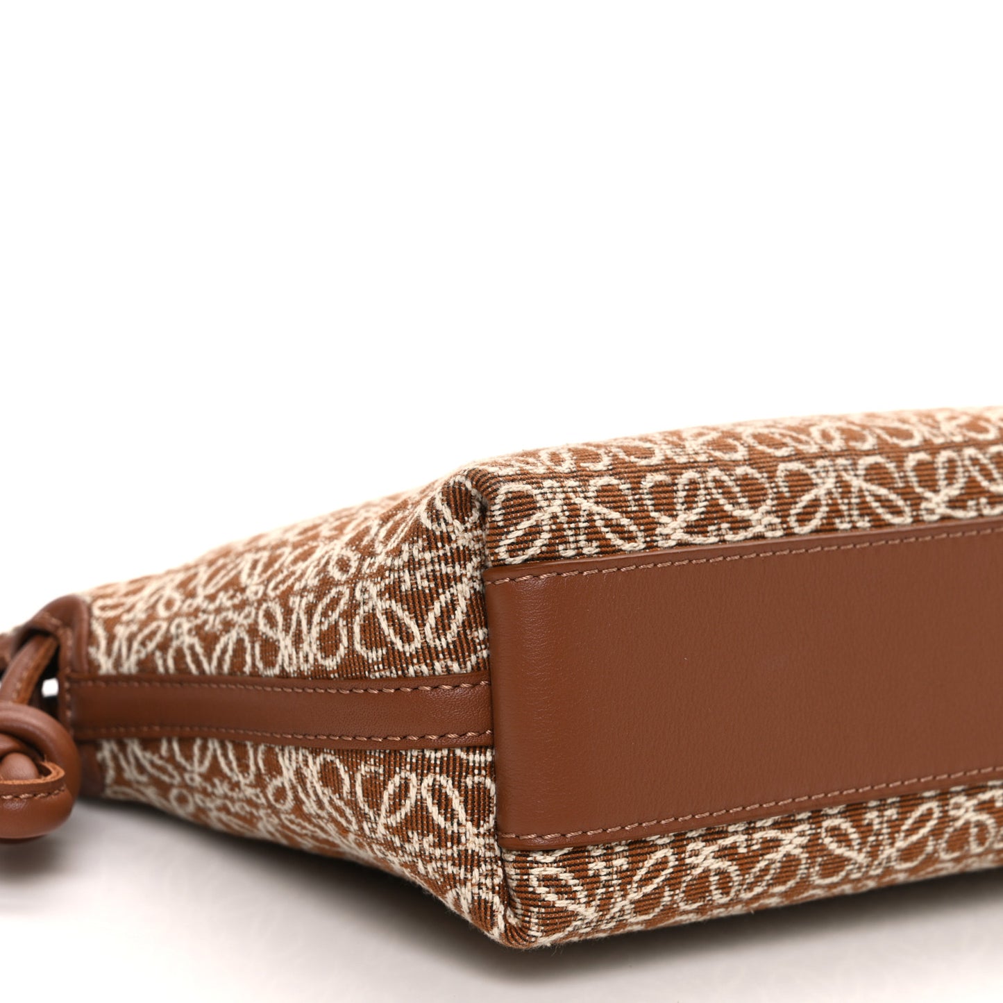 Jacquard Anagram Calfskin Mini Flamenco Knot Clutch Tan Pecan