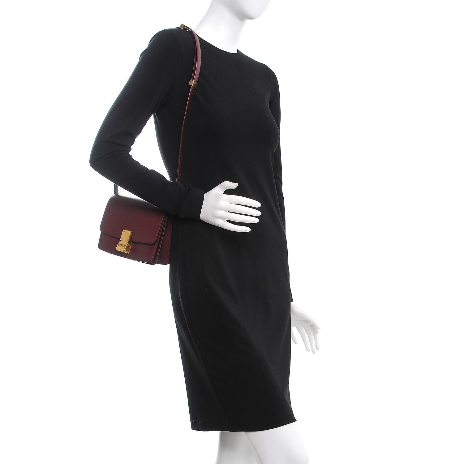 Celine Box Calfskin Small Classic Box Flap Bag Burgundy 2 of 9