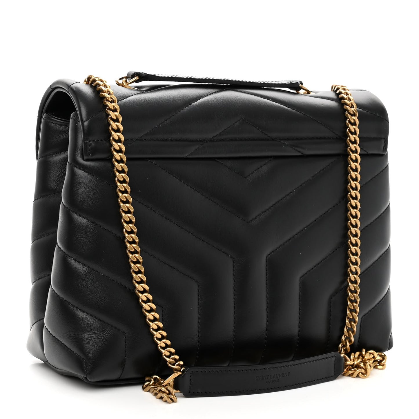 Calfskin Y Quilted Monogram Small Loulou Chain Satchel Black
