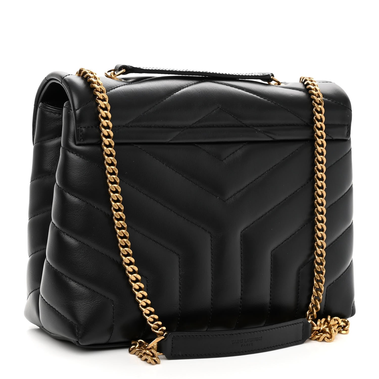 Saint Laurent Calfskin Y Quilted Monogram Small Loulou Chain Satchel Black 3 of 10