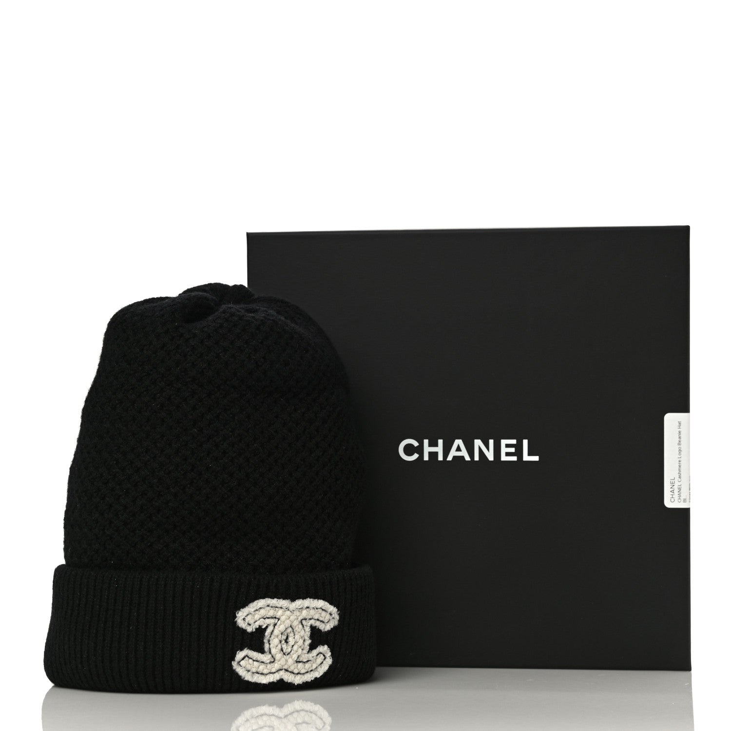 Chanel Cashmere CC Logo Beanie Hat Black 8 of 8