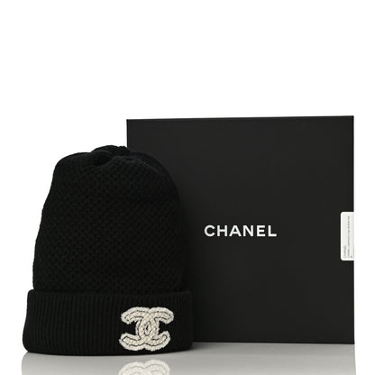 Chanel Cashmere CC Logo Beanie Hat Black 8 of 8