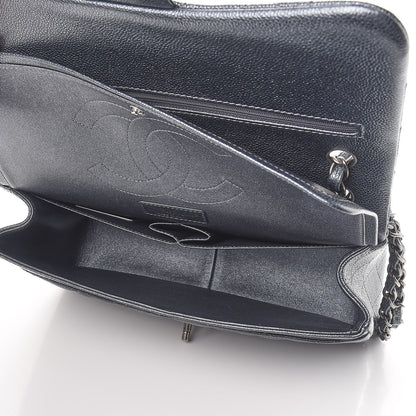 Chanel Metallic Caviar Quilted Jumbo Double Flap Dark Grey 6 of 8