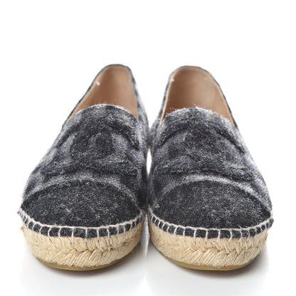 Chanel Flannel CC Espadrilles 38 Dark Grey Black 2 of 8