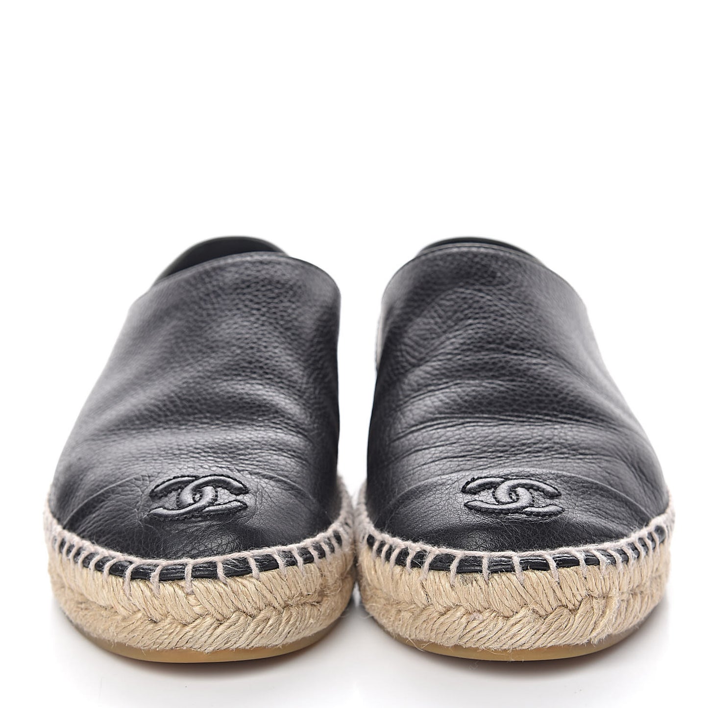 Grained Calfskin CC Espadrilles 38 Black