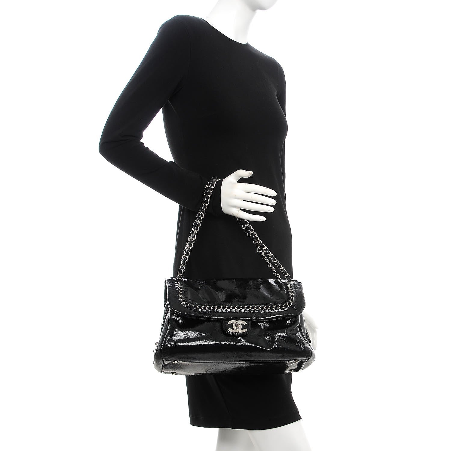 Chanel Patent Large Luxe Ligne Flap Black 2 of 7