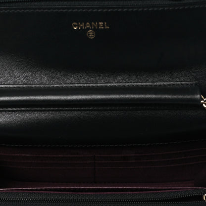 Chanel Lambskin Chevron Quilted Wallet On Chain WOC Black 5 of 10