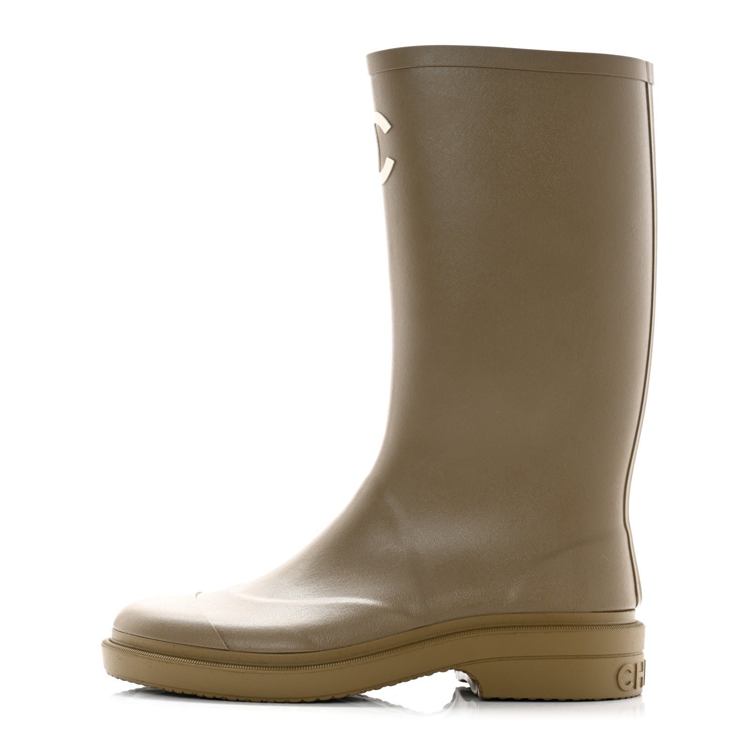 Chanel Caoutchouk CC High Boots 39 Dark Beige 1 of 9