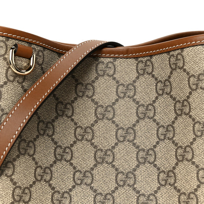 Gucci GG Supreme Monogram Emblem Small Shoulder Bag Beige Ebony Sundial 8 of 10