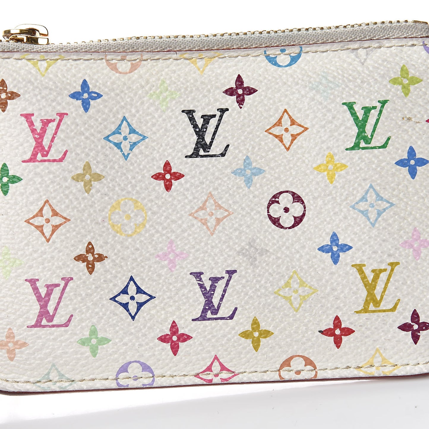 Monogram Multicolor Key Pouch White Litchi
