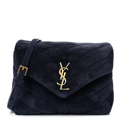 Saint Laurent Suede Toy Loulou Shoulder Bag Deep Marine 1 of 14