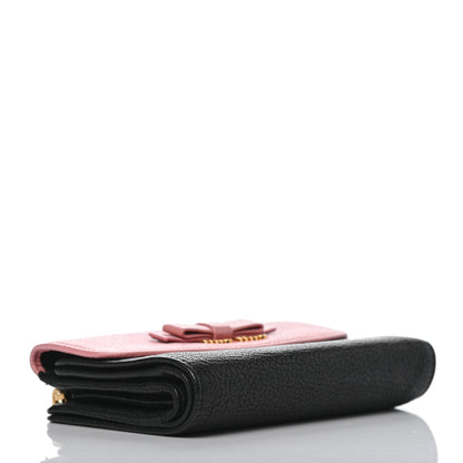 Miu Miu Goatskin Madras Bi-Color Bi-Fold Wallet Rosa Black 3 of 8