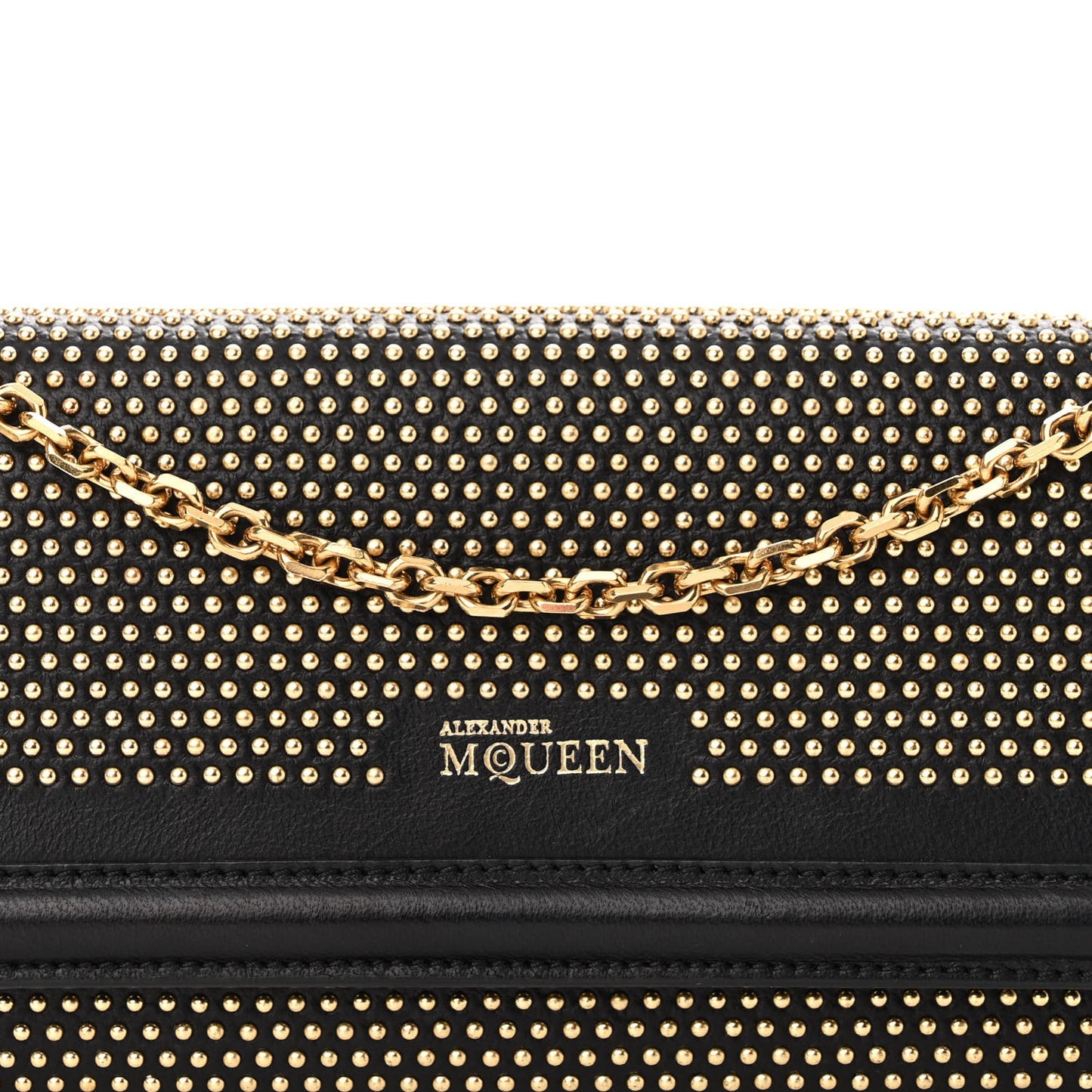 Calfskin Studded Wallet on Chain Black