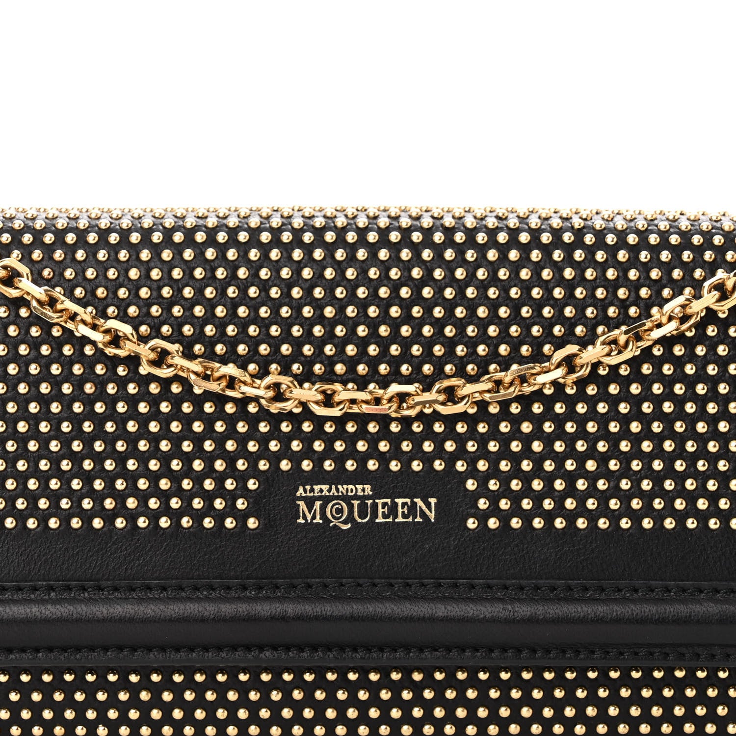 Alexander McQueen Calfskin Studded Wallet on Chain Black 7 of 9